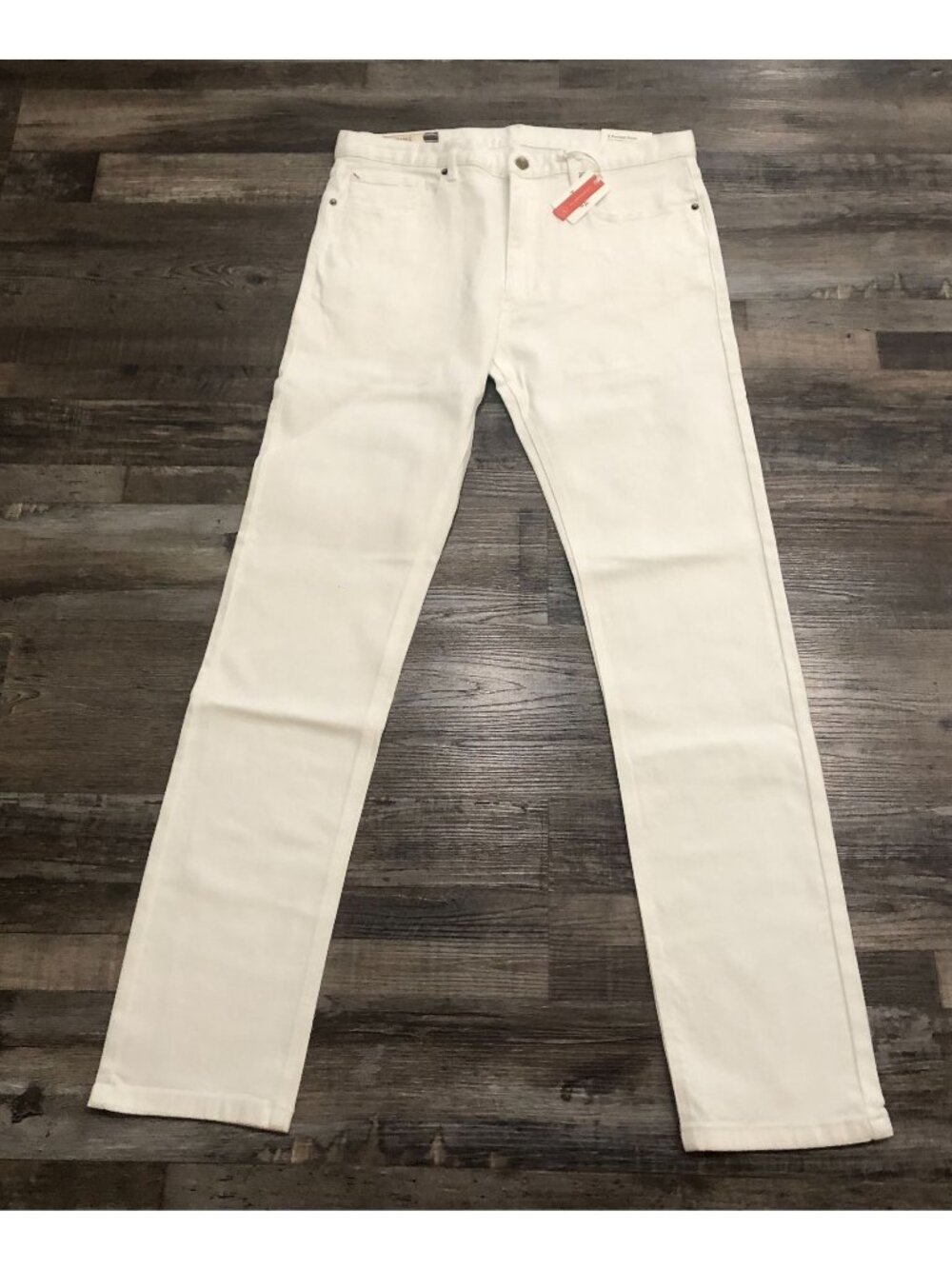 Marine Layer Mens 34x34  Pocket Slim Straight Fit White Jeans New $128 Tags